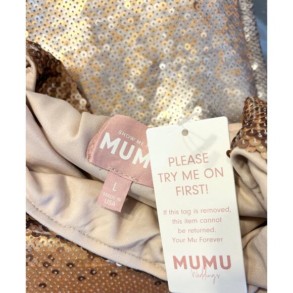 Show Me Your Mumu Taylor Tube Dress in Gold Ombre Sequins L NWT - Picture 5 of 7